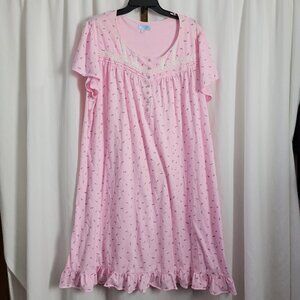 Celestial Dreams Nightgown Feminine Floral Pink Ruffle Cottagecore 3X Plus Cozy